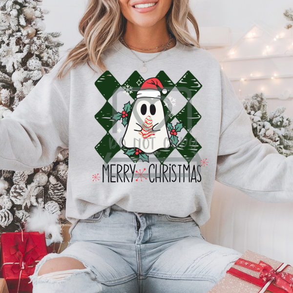 Merry Christmas Ghost Checkered