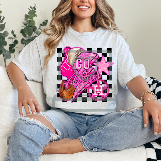 Pink Go Astros Checkered