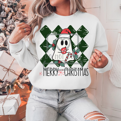 Merry Christmas Ghost Checkered